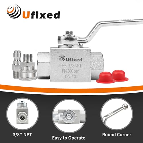 Ufixed 2 Way 3/8 Inch NPT 7250 Psi Shut-Off Ball Valve for High Pressure Washer with Handle and Quick Connect Bite Valve by Ufixed - Used condition - Image 2