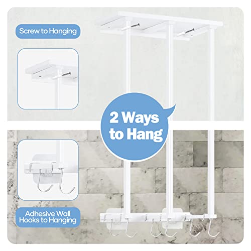 Towel Racks For Bathroom Wall Mounted, Mooace 3 Bar Rolled Towel Holders With Wood Top And Wall Hainging Hooks,Metal Bathroom Organizer For Folded Large Towel Washcloths - White #TOP1