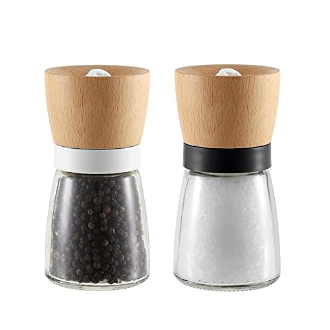 VEVOK CHEF Wooden Salt and Pepper Grinder Adjustable Coarseness Ceramic Wood Pepper Grinder Black Pepper Sea Salt Mill Grinder for Kitchen Seasoning Salt and Pepper Shaker Set Chef Gift