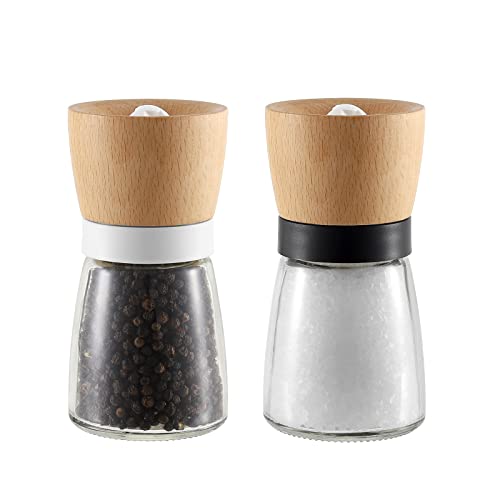 VEVOK CHEF Wooden Salt and Pepper Grinder Adjustable Coarsen...