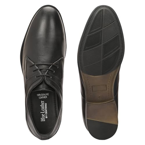 Image of Blue Leather by Centrino Lace-up Men's Formal Shoe | Stylish with Soft Cushioned Insole | Trendy Lace-Up Design | Durable Leather with Anti-Skid Sole | Perfect for Formal Wear (4035)