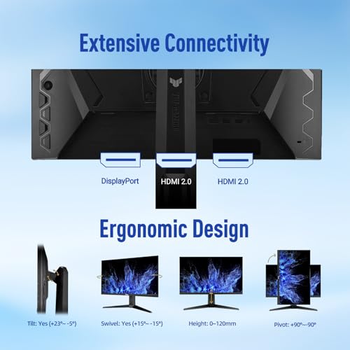 Image of ASUS TUF 24 inch Gaming Monitor,1080P IPS Panel, 240Hz, 0.3ms, 99% sRGB, FreeSync Premium & G-SYNC Compatible, ELMB SYNC, Gaming AI, DisplayPort, HDMI, Eye Care, Height|Tilt|Swivel|Pivot, Adjustable Stand
