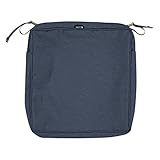 Classic Accessories Montlake Water-Resistant 17 x 17 x 3 Inch Square Outdoor Seat Cushion Slip Cover, Patio Furniture Chair Cushion Cover, Heather Indigo Blue, Patio Furniture Cushion Covers