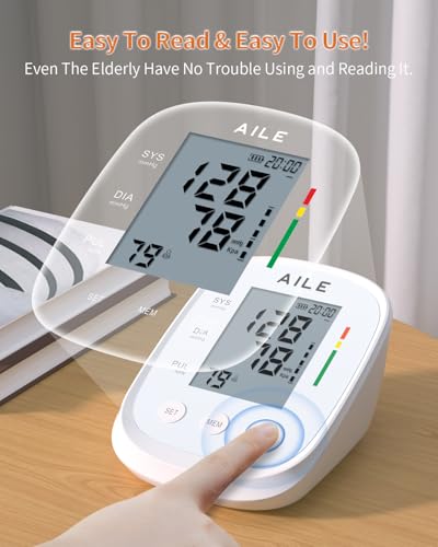 [2022]AILE Blutdruckmessgerät, Oberarm Blutdruck Messgerät für den Hausgebrauch, Blood Pressure Monitor, Vollautomatisch große manschette (22-42cm)
