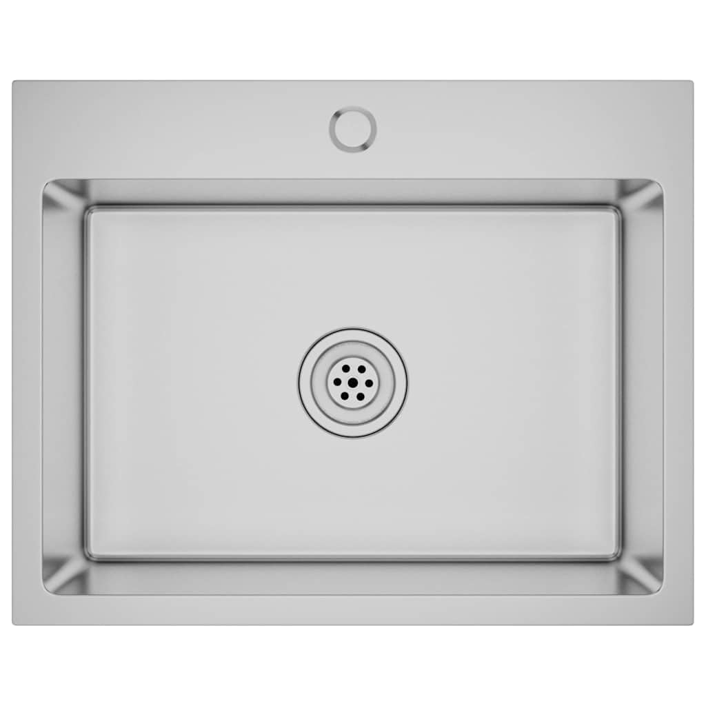 vidaXL Handmade Kitchen Sink Dining Room Plumbing Fixture Utility Waste Sink Under-Mount Kitchen Basin Stainless Steel