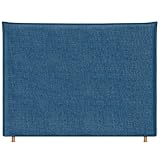 DHOME Cabecero de Lino Natural con Ribete hasta el Suelo con 8cm de Grosor Cabezal Tapizado Cama Dormitorio Moderno Top Trending (Lino Azul Marino, 160cm (Camas 150))