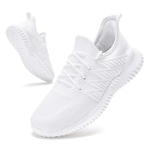 PPQ Womens Slip On Walking Shoes，Memory Foam Lightweight Comfort Casual Workout Shoes,Yoga Or Tennis Or Running Sneakers White 7.5