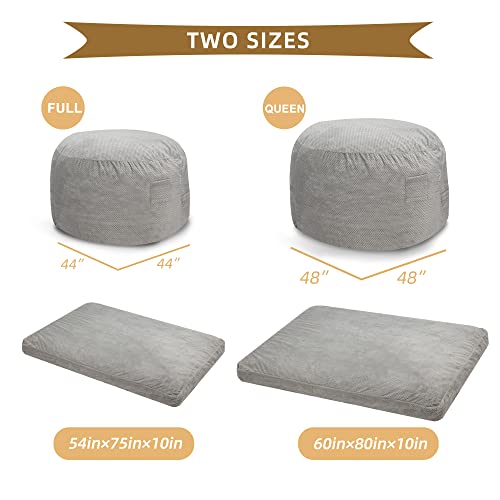 Bean Bag Chair For Adult, Convertible Bean Bag Bed With Washable Chenille Cover, Memory Foam Bean Bag Chair For Guest Bed, Play Mat - Full #TOP3