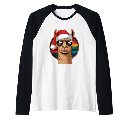 Divertente Natale Alpaca lama amante carino alpaca Natale Maglia con Maniche Raglan