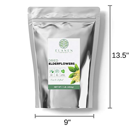 Dried Elderflowers 1 lb. (16 oz.), Contains ORGANIC Non-GMO Dried Elder Flowers in non-BPA Packaging, Elderflower Tea, Elder Herb, Elder Tea, Elderberry Flower Tea, Cut & Sifted - Thumbnail 3