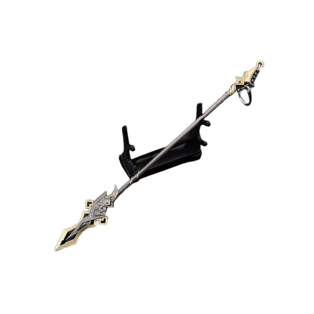 Hanaiette Men's Style 11 1Pc Genshin Impact Weapon Keychain Desktop Ornats Game Lance With Display Stand (Style 11)