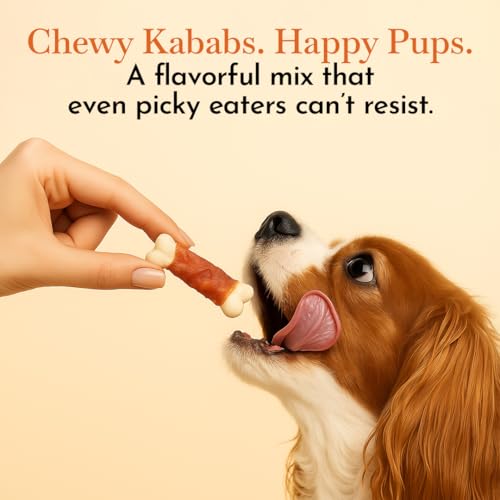 Image of PETS EMPIRE O'Dog Chicken, Duck and Liver Kabobs Stick, Healthy Dog Treats, Chewy Dogs Sticks for Training and Feeding, Made with Real Chicken, Duck, Non-Vegetarian Snacks for Dogs, Puppies - 100g