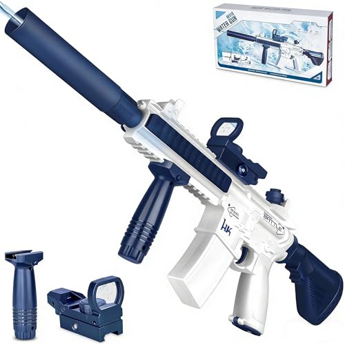 Electric Water Guns M4, Automatic Squirt Guns for Kids Ages 3+, Powerful Water Gun up to 32FT, Water Pistol Summer Toy for Outdoor Pool Water Fighting (Blue M416)