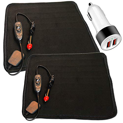 Aootf Heated Car Seat Cushion - Warmer Heated Travel Pad,2 Pack 12V Truck