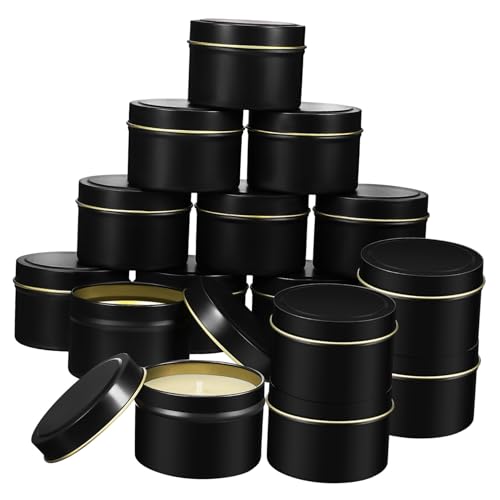 Happyyami 24ct Tinplate Aromatherapy Jars Round Candle Making Containers for DIY Decor Jar Candles