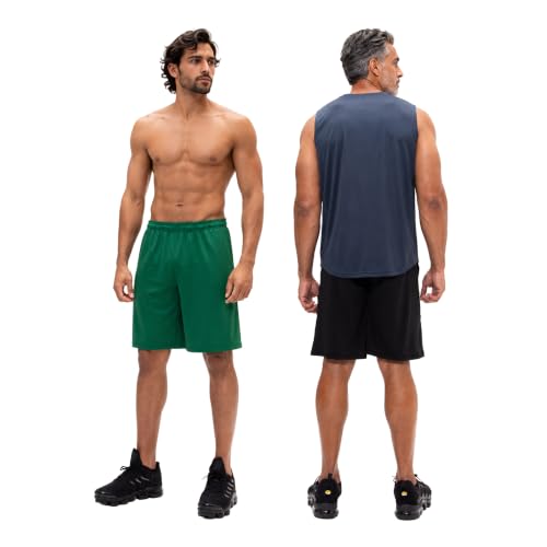Image of DEVOPS Men's 2-Pack Loose-Fit 10 inch Workout Gym Shorts with Pockets