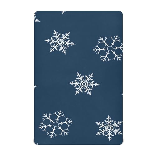 Moudou Blue Snowflake Playard Sheet for Boy Girls, Soft Breathable Fitted Toddler Sheet for Standard Playard Bed Mattress, 39 x 27 x 5 Inch