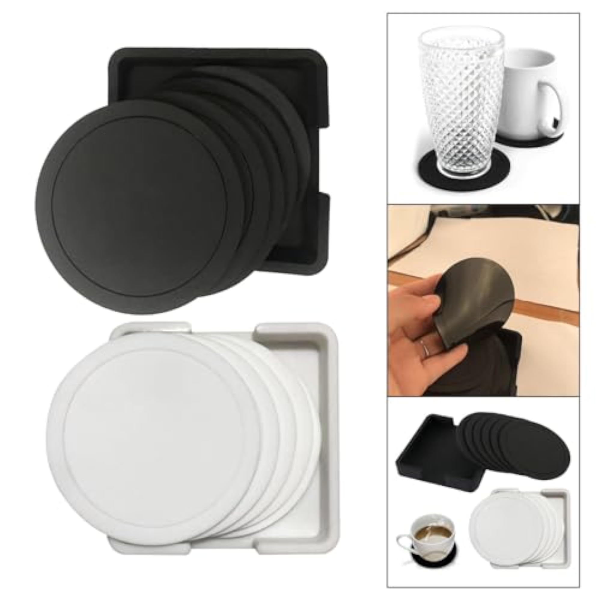 7X Heat Resistant Table Coaster Set, Black