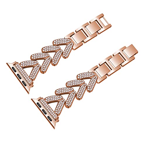 Juntan Compatible with Apple Watch Band 38mm 40mm 41mm 42mm 44mm 45mm, Bring Diamond Watch Bracelet Replacement for iWatch Bands Series 8 7 6 5 4 3 2 1 SE Womens Slim Metal Watch Strap by Juntan - Used condition - Image 5