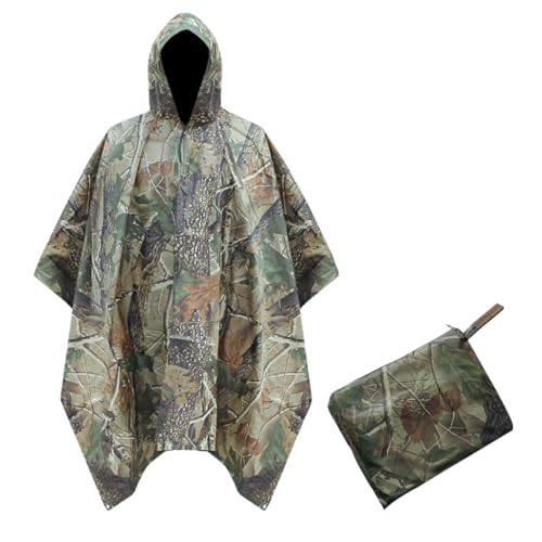 Image of GUSTAVE Camping Rain Poncho for Adults Lightweight Waterproof Outdoor Raincoat with Stylish Prints, Packable 3 in1 Design for Hiking, Camping, Travel, and Scooter Riding