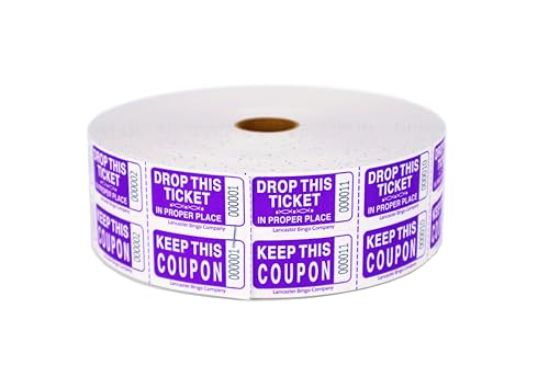 Double Row 2,000 Tickets/roll White Bristol Paper w/Color Ink 4 pk