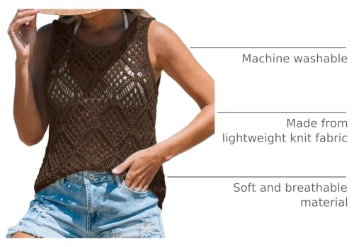 Image of Imily Bela Womens Summer Crochet Tank Tops Knit Sleeveless Sweater Vest