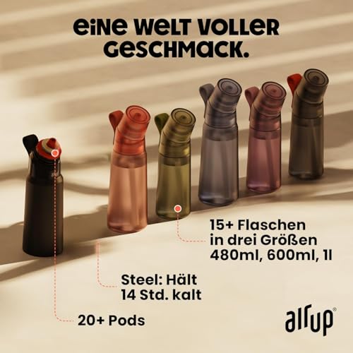 air up Trinkflasche Twist Pro Lavender (600 ml) für Schule, Sport, Gym | inkl. 5 zuckerfreien Duft-Pods & Strohhalm | Wasserflasche in Violett mit Geschmack