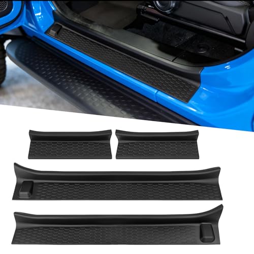 Timilge Door Sill Guards Kit Door Sill Scratch Protector for 2018-2025 Jeep Wrangler JL Unlimited 4 Door Black Rubber Door Entry Guards for 2020-2025 Jeep Gladiator JT 4 Door Accessories