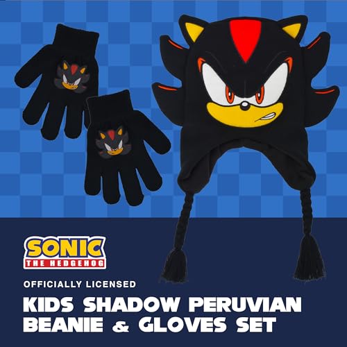 Concept One Conjunto de gorro e luva Sonic The Hedgehog, gorro e luvas de malha infantil, Preto, Tam