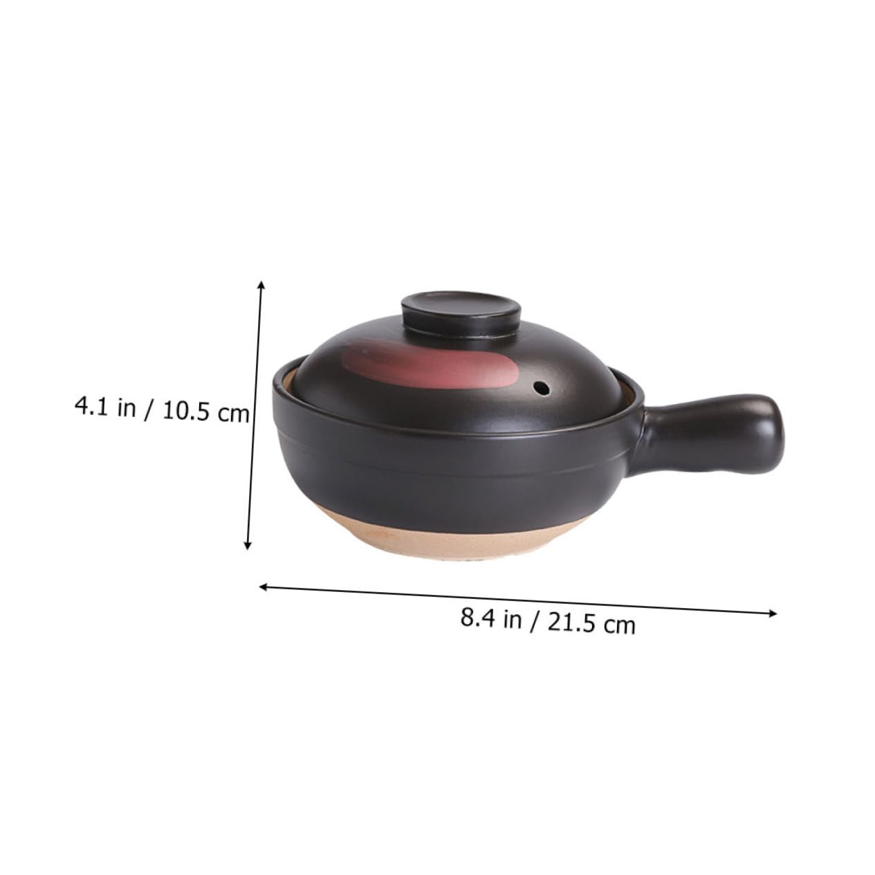Pentola in Terracotta per Cucina Gas Casseruola con Pentola per Zuppe e Cottura Resistente alle Temperature Distribuzione Uniforme del Calore Piccola Nero Rosso
