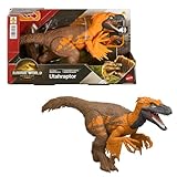 Mattel Jurassic World Rebirth Wild Roar Utahraptor Dinosaur Toy with Tail-Controlled Chomp Multi-Direction Attack & Sound, Posable & Digital Play