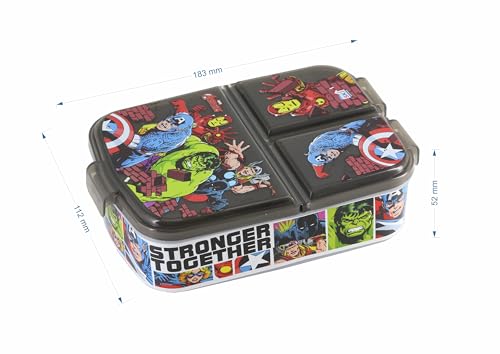 Image of SKi Homeware Trio 3 Compartment Bento Lunch /Snack Box + Sipper Bottle Combo |for Kids' School, Picnic, Sports | for Return Gifts or Party Favours- Avengers