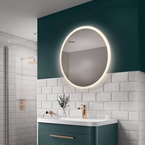 Pebble Grey Clarity Round Illuminated LED Bathroom Mirror with Heated Demister Mirror Pad and Touch Sensor Switch | 800 x 800 | IP44 Rated | 10 Year Guarantee