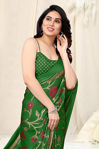 Image of MIRCHI FASHION Saree for Woman Chiffon Floral Printed | Lightweight Daily Wear Women's Sari with Unstitched Blouse Piece (Available in 20 Colors)