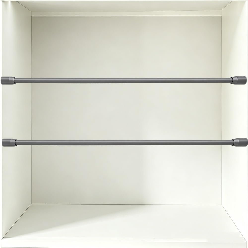 TAJMDGW 2 Pack Gallery Rails for Shelves Anti-Fall Guard Fence Cabinet Metal Guardrail Decorative Railing Rods for Display Cabinet Bookshelves Closet(Grey,100cm(39.4"))
