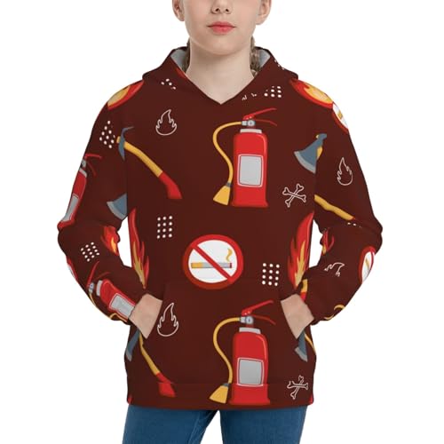 Fire Extinguisher Kid Hoodies Boys Sweatshirts Girls Pullover with Pocket