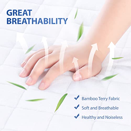 Sinsay 2 Pack Waterproof Crib Mattress Protector, Bamboo Viscose Soft Breathable Quilted Fitted Baby Mattress Cover, Noiseless, Breathable Deep Pocket Toddler Mattress Pad, 28'' X 52'' #TOP3