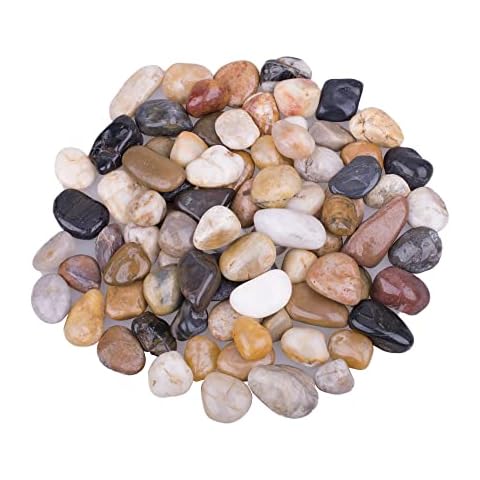 Natural River Rocks; 2.2LB Outdoor Decorative Stones for Fish Tank, Vases, Succulents, Crafting, Home Decor and Garden Landscaping, Large Mixed (2) Cover
