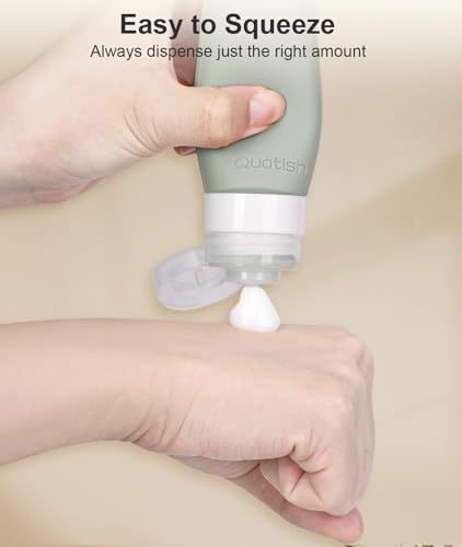 Quatish Travel Bottles for Toiletries【Original Patented】, 3 oz Tsa Approved Leak Proof Travel Size Containers, Silicone Shampoo and Conditioner Bottles, 4 Pack Travel Size Bottles, Morandi, 4pack - Image 5