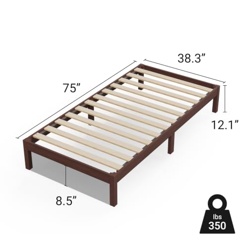 Image of LIFEMENT Twin Bed Frame Classic Wood Platform, Noise Free, Under Bed Storage, No Box Spring Needed, Easy Assembly, Espresso