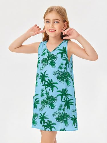 Image of Batermoon Girls Swim Cover Up V Neck Swiss Polka Dot Summer Beach Dress | Kids Cover-Ups, Sleeveless Vacation Swimwuits, Boho Cute Dresses with Pockets 4-14 Years