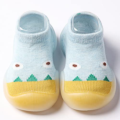 Chicone 2 Pairs Baby Socks Anti Skid Rubber Soft Sole Infant Slippers Prewalker Shoes (Green&Blue, 12-18 Months) 12 Months3