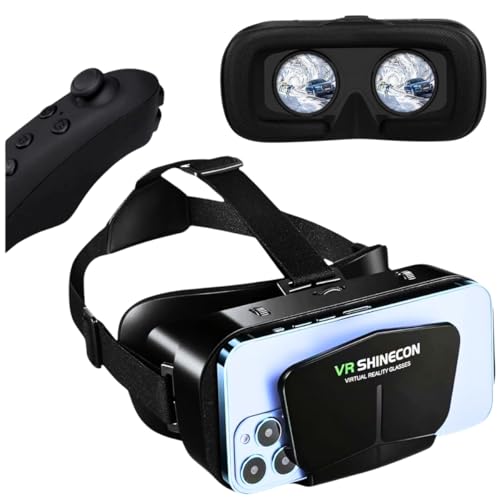 Óculos de Realidade Virtual VR 3D com Controle Bluetooth, Visão 3...