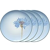 Noritake Colorwave Blue Set of 4 Floral Accent Plates, 8-1/4"