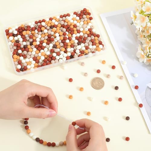 SOFPLATE 1 Box 500Pcs Frosted Acrylic Beads 8mm Matte Plastic Beads Bulk Mix Colors Coconut Brown Pastel Matte Balls Round Loose Bead for Bracelet Necklace jewellery Making Kit Keychain DIY Supplies - Image 3