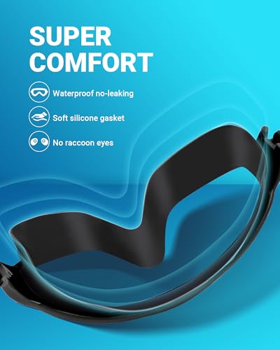 Freela 2 Pack Swimming Goggles for Adult Men Women Youth, 180° Wide View Anti Fog UV Protection Soft Silicone Waterproof No Leak Clear Swim Goggles, Underwater Beach Open Water Pool Goggles Pink - image 5