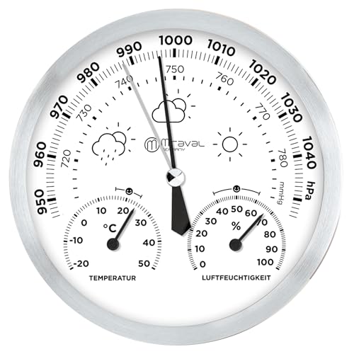 Design Analoge Wetterstation Hygrometer, Barometer, Thermometer 130 mm