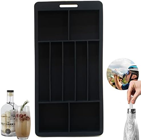 MHOOW Silicone Ice Cube Trays for Water Bottles Ice Cube Mold 5 rectangle + 4 square cavities, Easy Release Long Ice Cube Sticks For Bottled Beverage, Soda, Sport Drinks, Cycling Cups (Black)