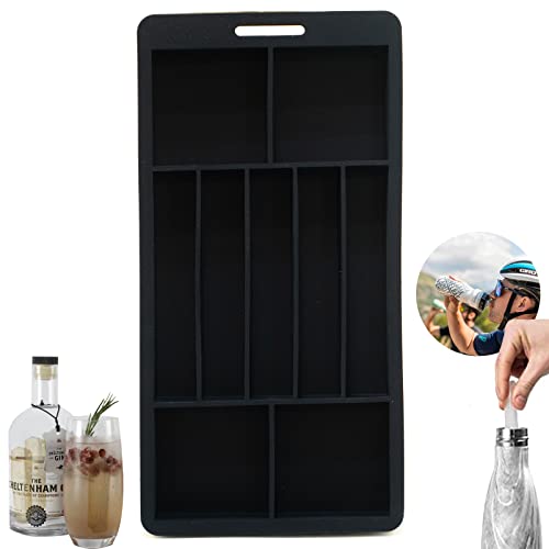 Mhoow Silicone Ice Cube Trays For Water Bottles Ice Cube Mold 5 Rectangle + 4 Square Cavities, Easy Release Long Ice Cube Sticks For Bottled Beverage, Soda, Sport Drinks, Cycling Cups (Black) #TOP1