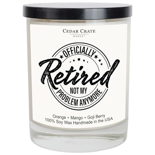 Teacher Retirement Gifts for Men - Retirement Gift for Woman - Best 2025 Retired Gifts for Friends, Coworker, Nurse, Military, Humorous Present, Funny Retired Candle - 100% Soy Wax, Handmade in USA